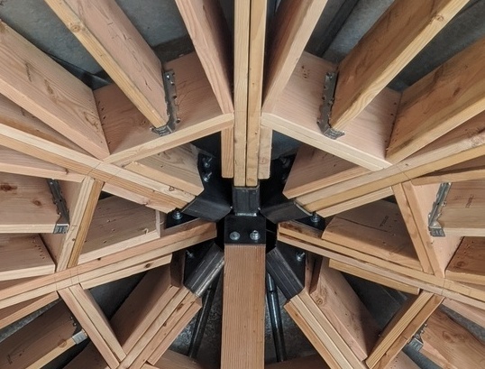 Lava Bins ceiling framing with beam bucket