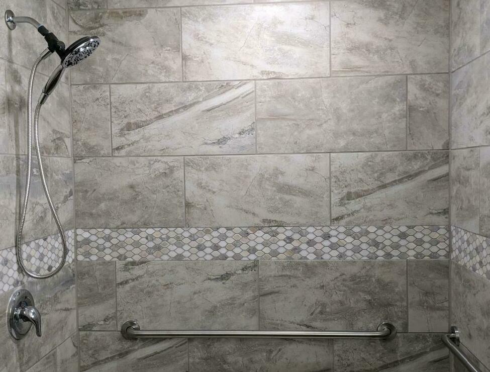 ADA roll in shower with grab bars